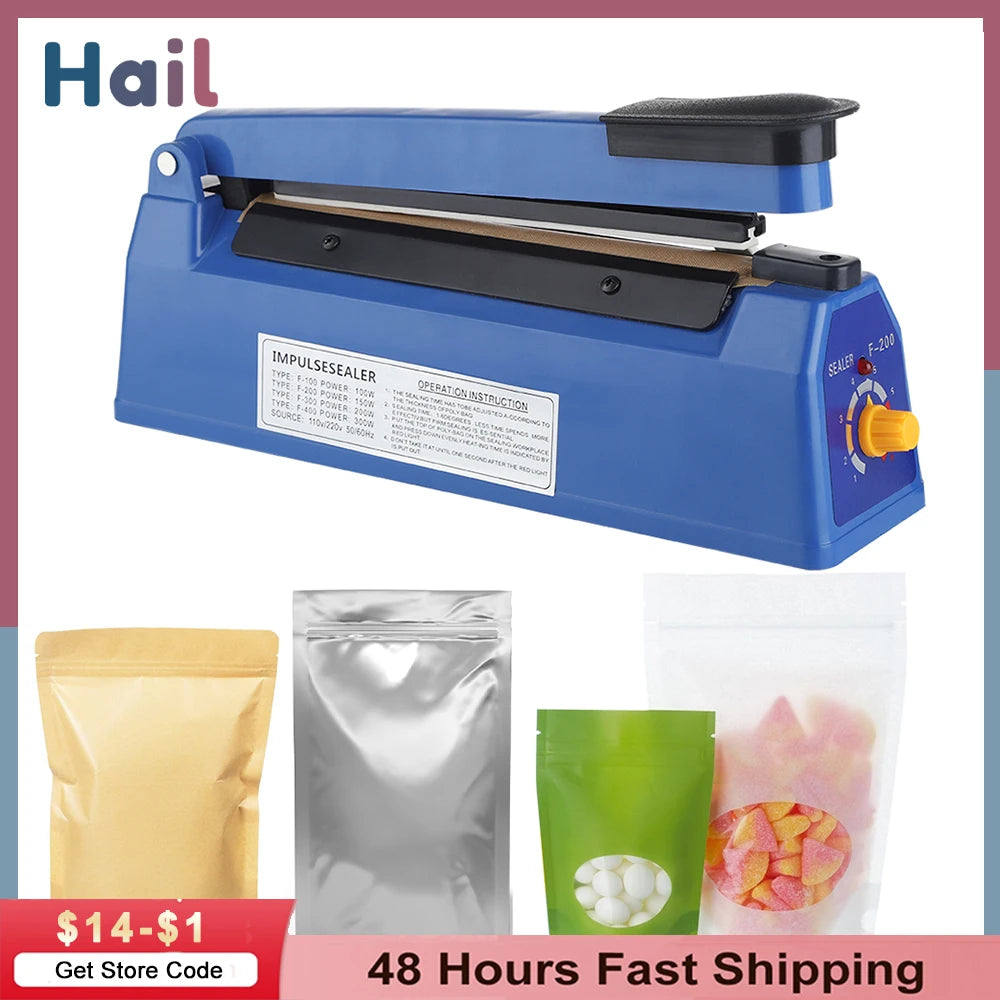 Plastic Bags Sealer Vacuum Packaging Machine Electric 8 Temperature Mode Heat Press Sealing Hand Press Kitchen Impulse Sealer