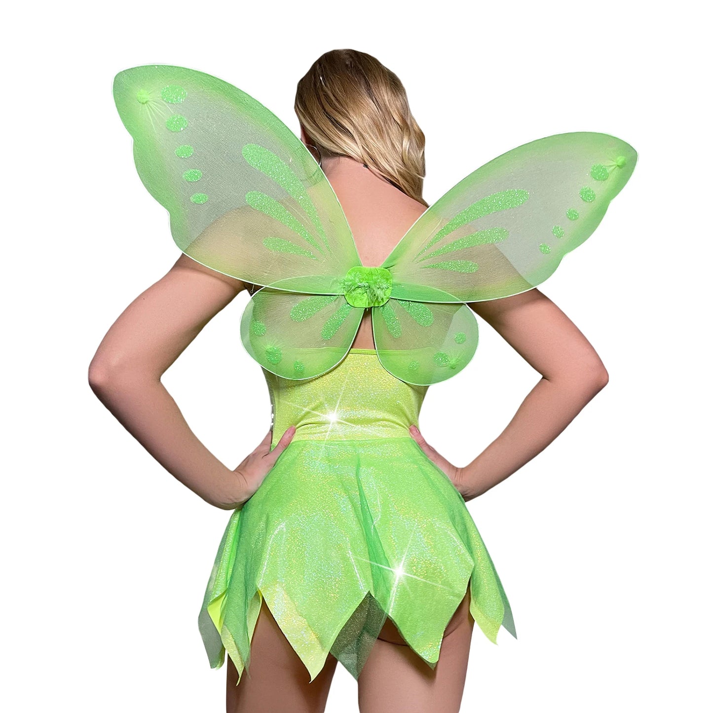 Holloween Women Slip Dress Sleeveless Mini Dress with Butterfly Wings Fairy Cosplay Costume