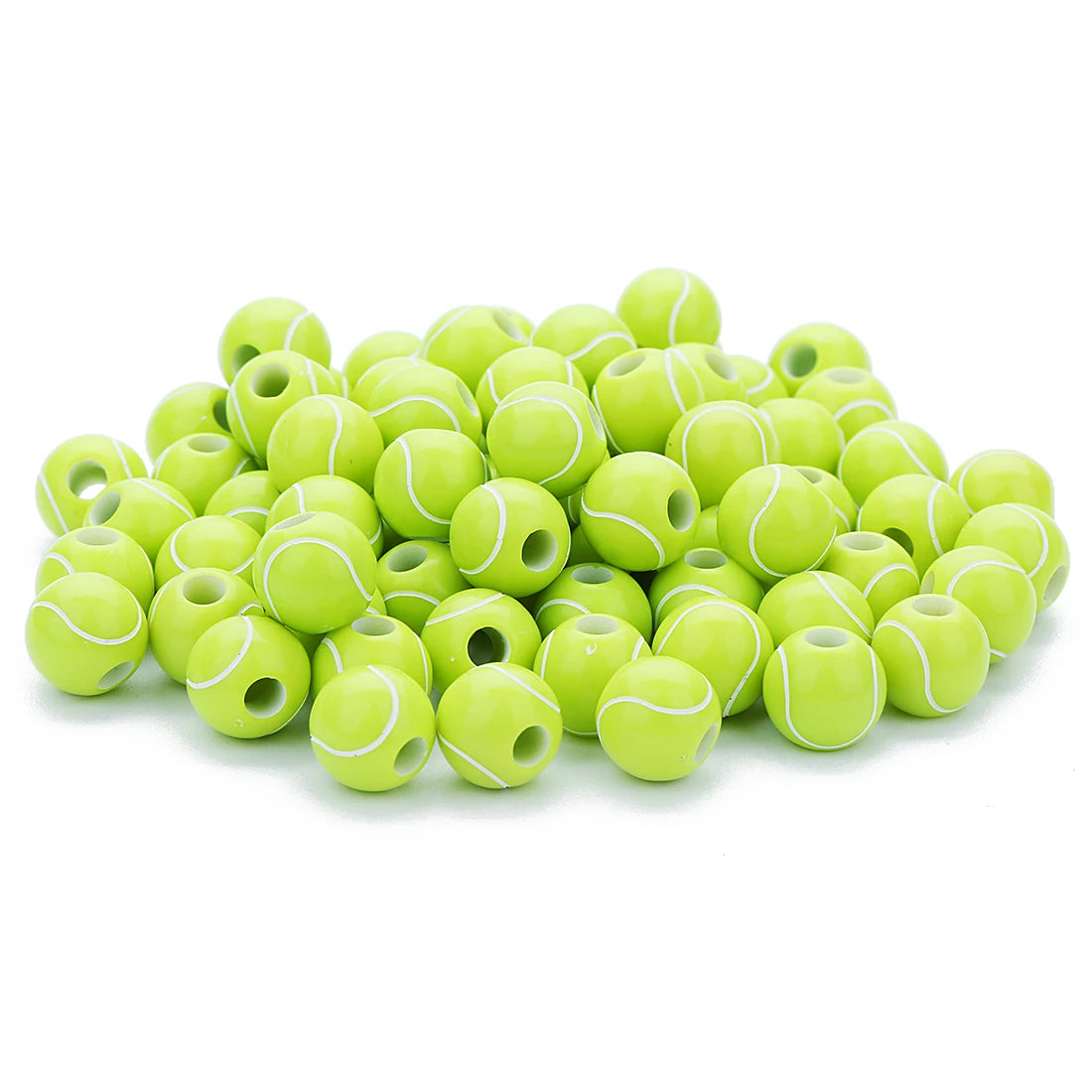 Wholesale  Acrylic Football Beads Basketball Soccer Ball Charms Round Loose Beads With Hole Bracelets Jewelry Making Supplies