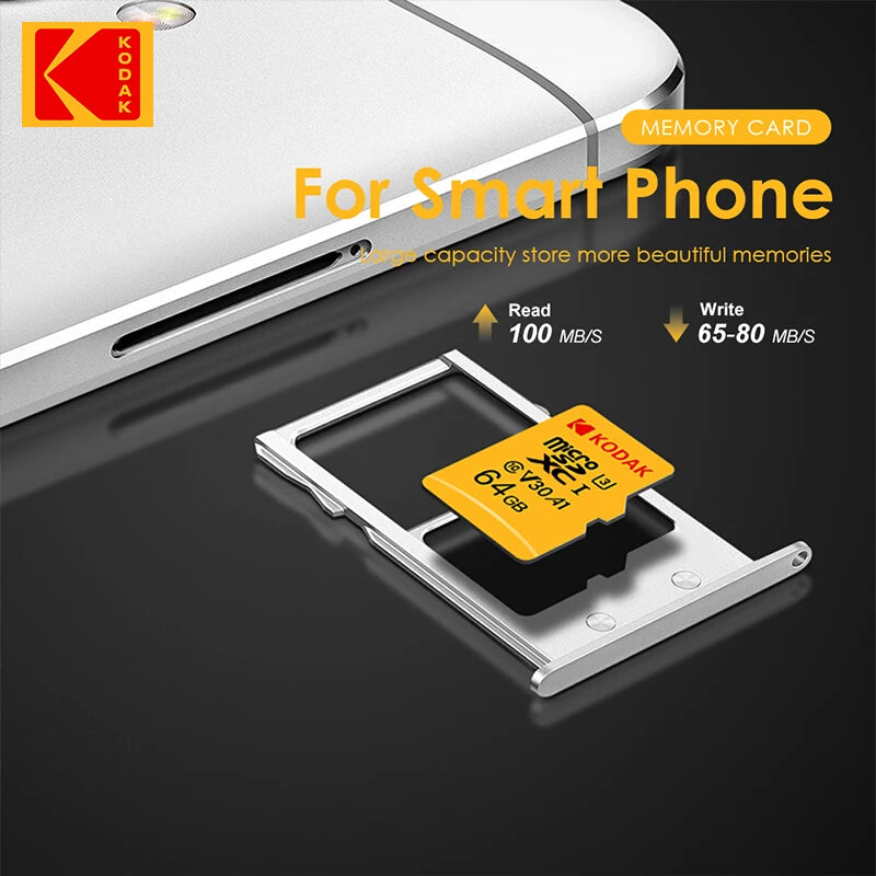 Original KODAK 256GB Memory Card 128GB U3 4K Micro SD Card 64GB 32GB A1 SDHC Microsd UHS-I C10 TF Trans Flash Microsd