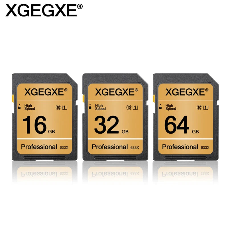 XGEGXE SD Card 32GB Class 10 High Speed 633x Video Card 4GB 8GB 16GB UHS-1 Professinonal Flash Memory Card for Camera Laptop