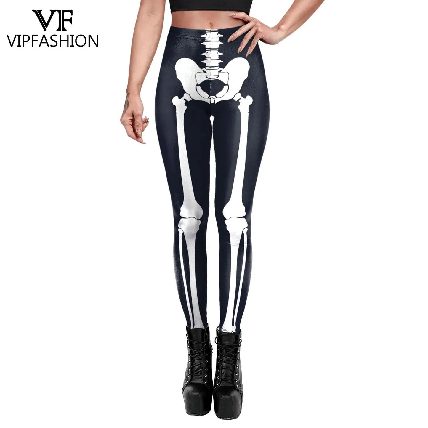 VIP FASHION Skeleton Women Leggings Cosplay Sexy Elastic Skinny Pants Holloween Costume 3D Printed Workout Fitness Leggings