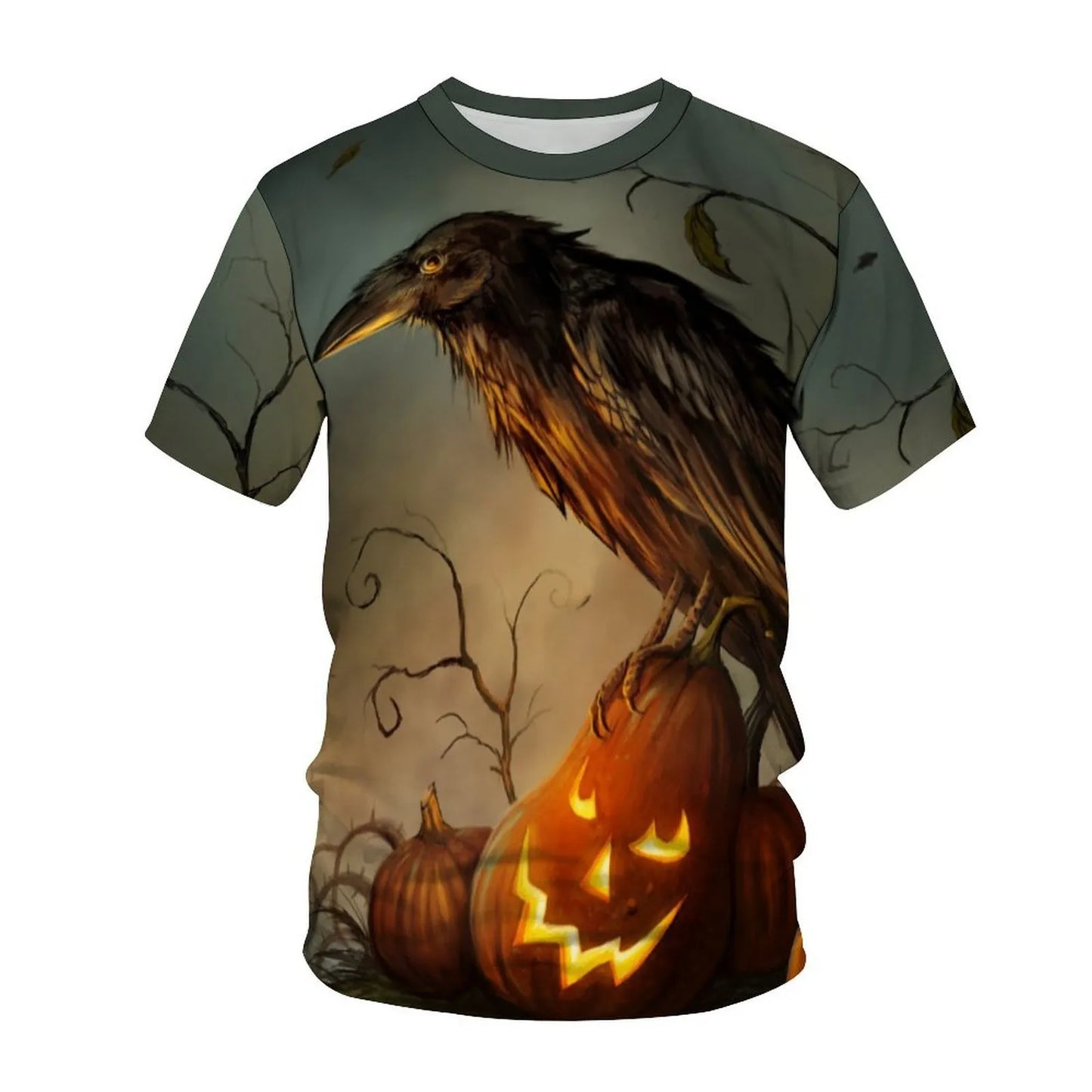 Causual American Style High Quality Men Holloween Cosplay Clothing Pumpkin Printing Adult Holloween Party Sweat Absorb T-shirt