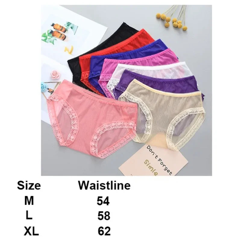 Transparent Lace Ladies Panties Low Waist Seamless Pajamas Briefs Fashion Wear Womens Pants for Women