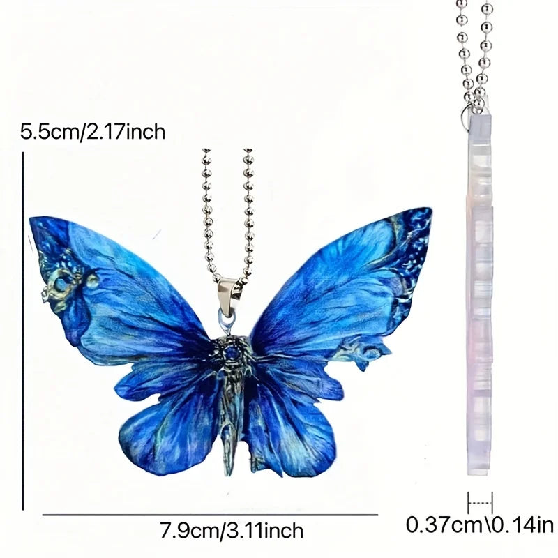 Beautiful 2D Butterfly Car Mirror Pendant - Perfect for Holiday Decorations and Key Chains!