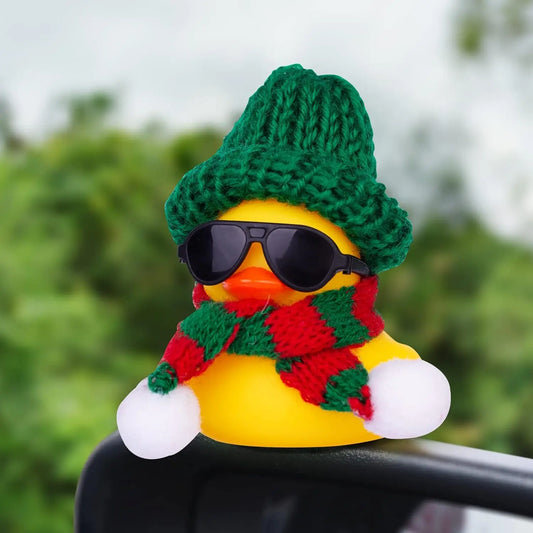 1pc Cute Car Rubber Duck Car Duck Decoration Dashboard   with Cool Accessories Christmas Hat Sunglasses Scarf or Necklace