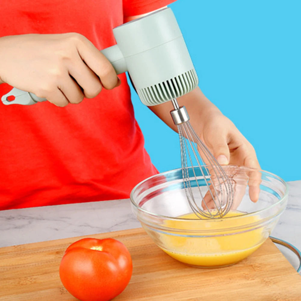 USB Electric Food Mixer Wireless Hand Blender Portable Garlic Crusher 3 Speeds Dough Cream Egg Beater Baking Masher Kitchen Tool