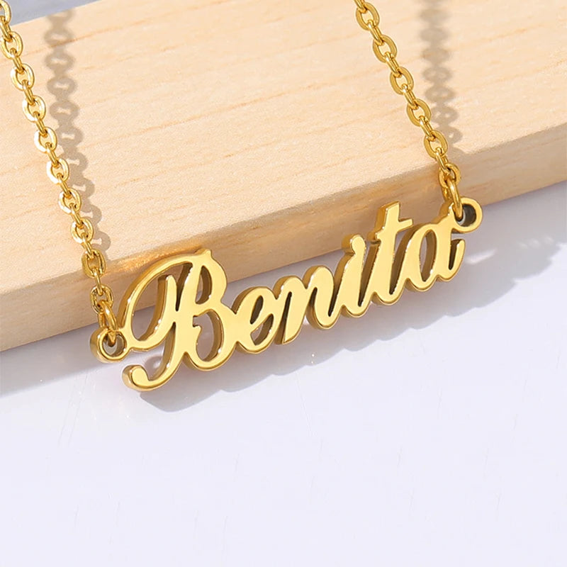 Custom Name Necklaces For Women Men Stainless Steel Customized Necklace Pendant Male Female Personalized Neck Chain Jewelry Gift