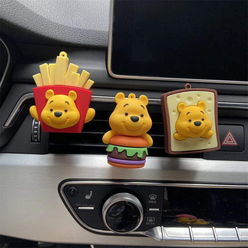 Cute Car Air Outlet Clip Anime sweetmeats Pooh Bear Fragrance Decor Kawaii Funny Ornaments Auto Aromatherapy Accessories Voiture