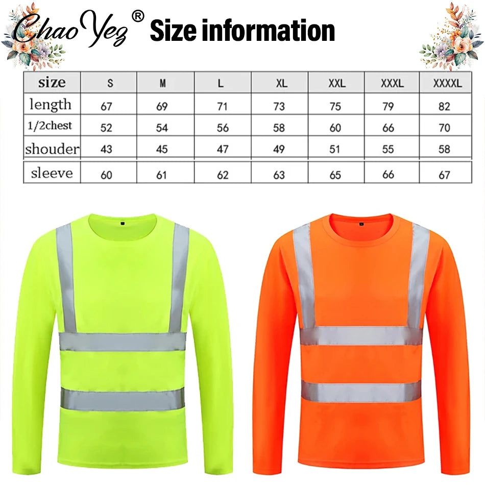 DIY Logo Fluorescent High Visibility Shirts Reflective Safety t-Shirt Long Sleeve Men Shirt Quick Dry Construction Work Wear