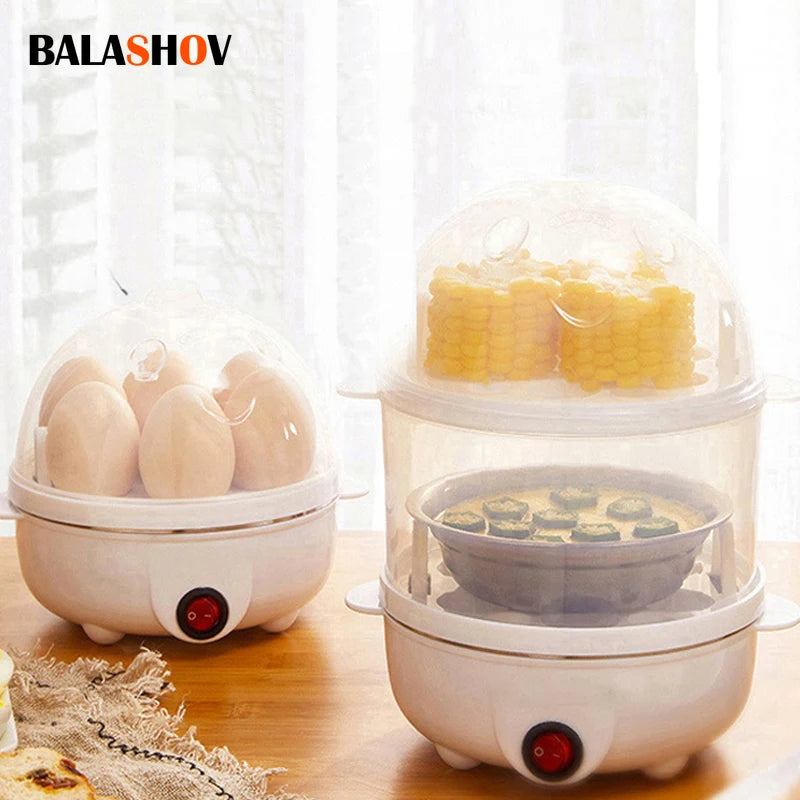 Electric Egg Cooker Multifunction Double Layers Egg Boiler Corn Milk Rapid Breakfast Cooking Egg Steamer Appliances Kitchen