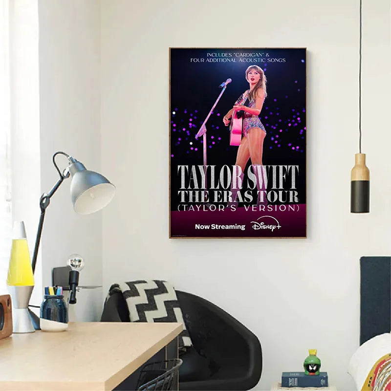 Taylor Swift The Eras Tour Movie Film Poster Print Wall Gift Famous Singer Canvas Painting Living Room Bedroom Home Decor Gift