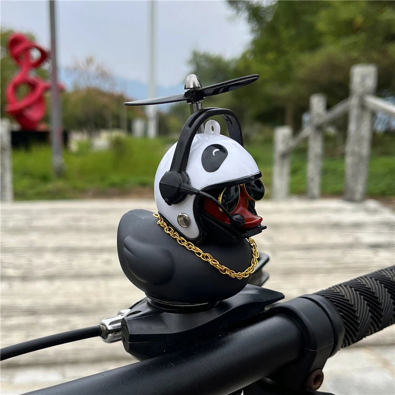 Car Bike Duck Helmet Accessories Adhesive Gold Chain Sunglasse Propeller Strap for Yellow Duck Car Dashboard Decoration Ornament