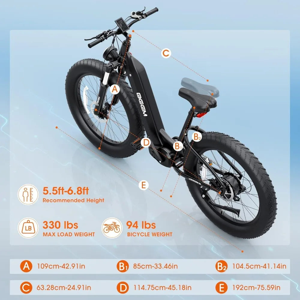 Electric Bike for Adults,1000W Brushless Motor Electric Bicycle with 26" x 4.0 Fat Tire, 28MPH E-Bikes with 48V/20Ah Battery