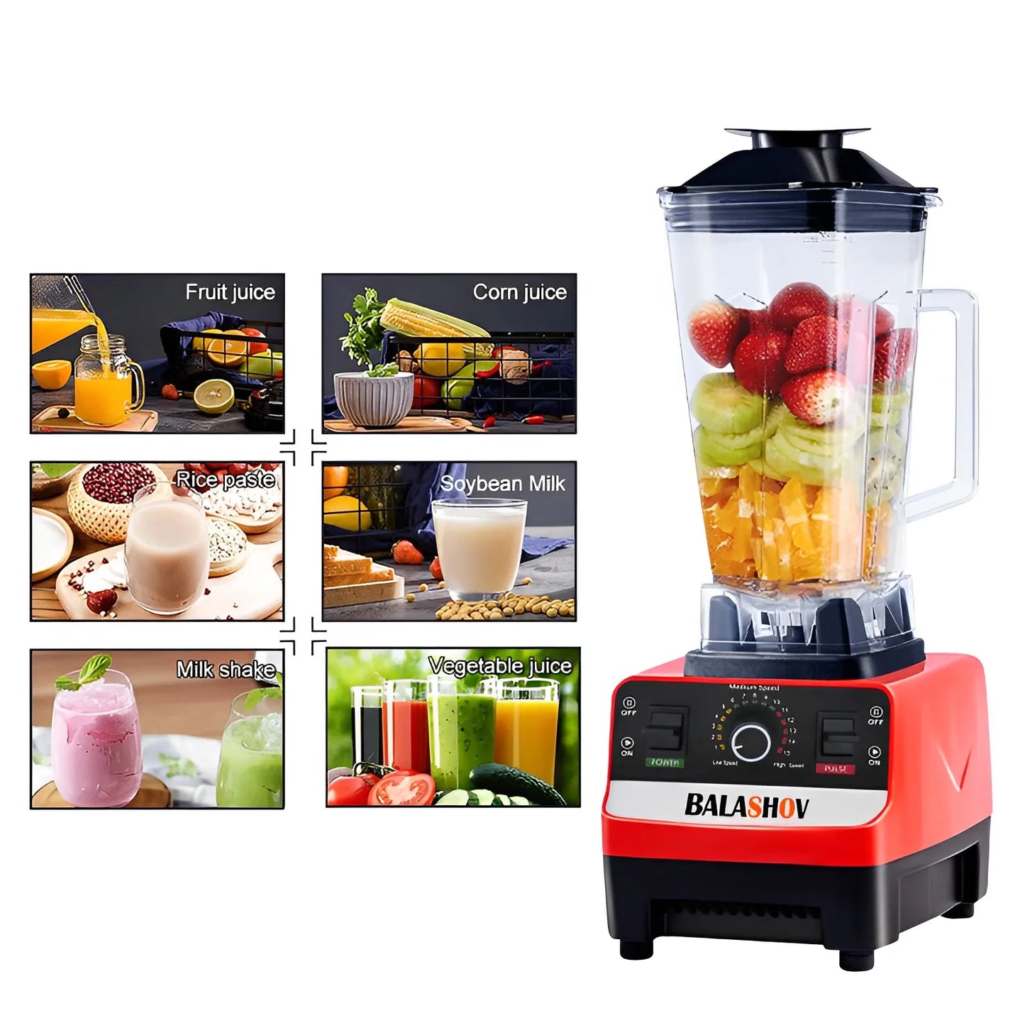 Electric Stationary Blender Heavy Duty Professional Commercial Mixer Ice Smoothies for Kitchen 2000W High Power Food Processor