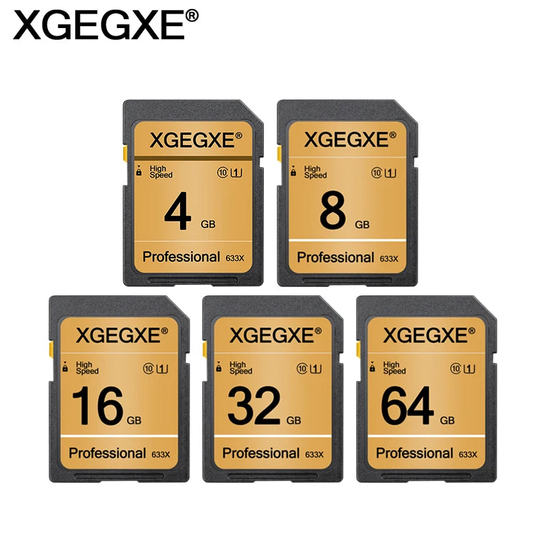 XGEGXE SD Card 32GB Class 10 High Speed 633x Video Card 4GB 8GB 16GB UHS-1 Professinonal Flash Memory Card for Camera Laptop