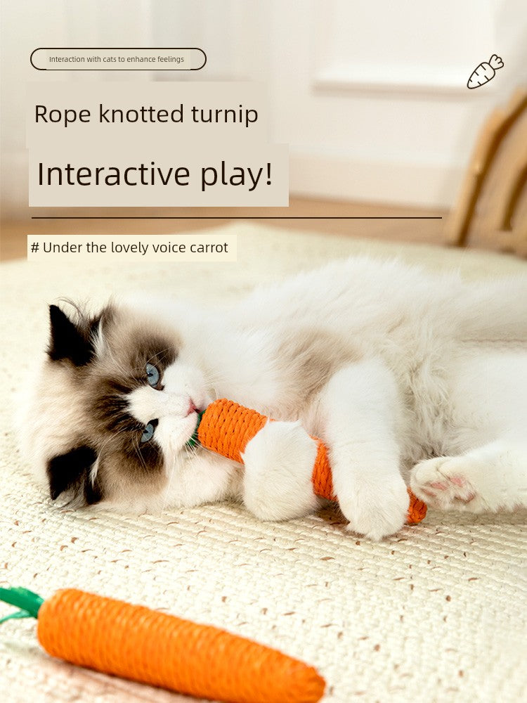 Cute Sound Carrot Grinding Claw Relieving Stuffy Cat Toy