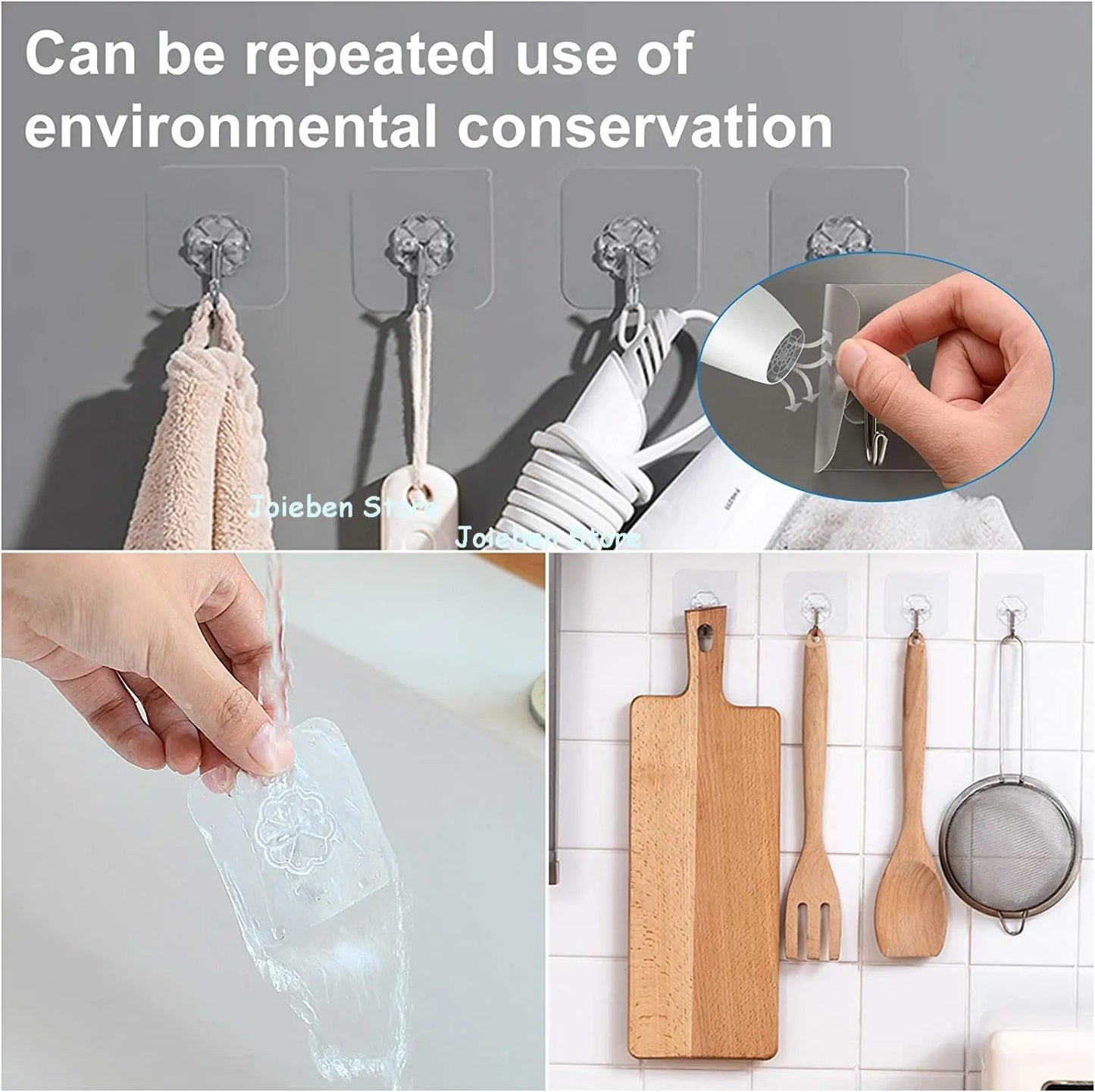 Transparent Wall Hooks Heavy Duty Multi-Purpose Wall Hook Adhesive Hooks Door Hangers Load Rack Hooks Strong Bathroom Kitchen