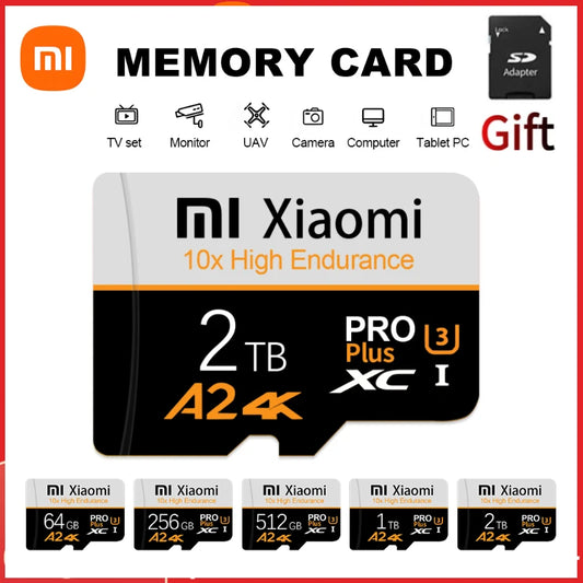 Xiaomi 2TB 1TB Memory Card High Speed C 10 SD Card 128GB 256GB 512GB V60 A2 Flash Memory Card 128GB Micro Tarjeta Sd For Phone