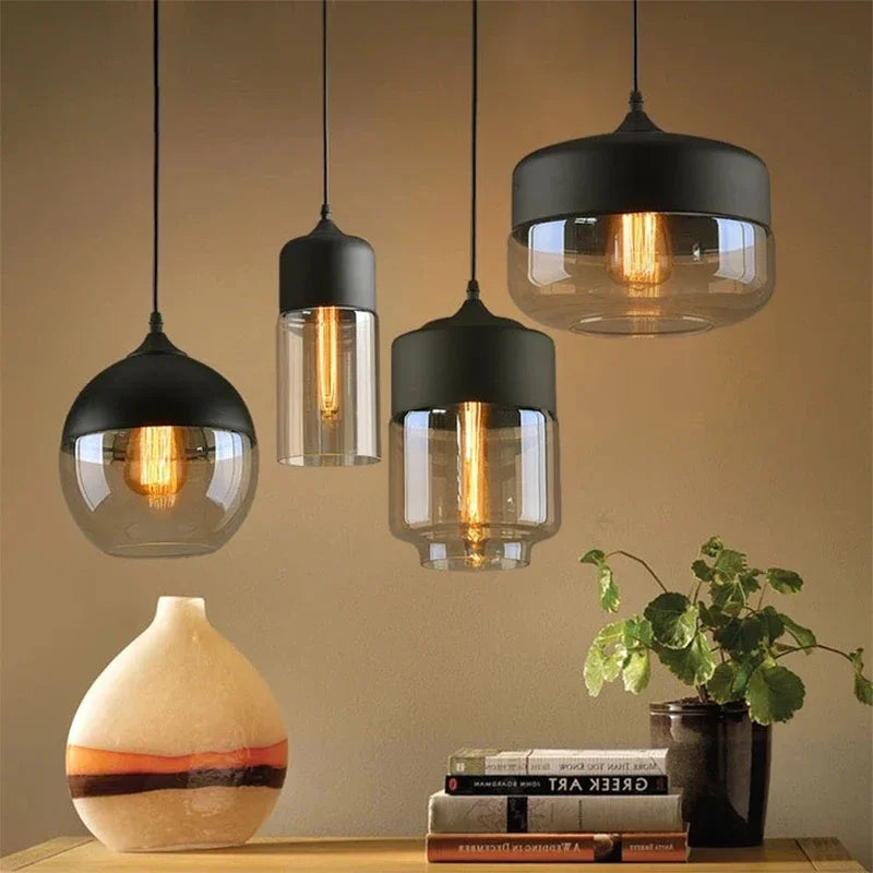 Nordic Glass Pendant Lights Fixtures Modern LED Wood Chandelier For Living Dinning Room Light Bedroom Wood Color Hanging Lamp