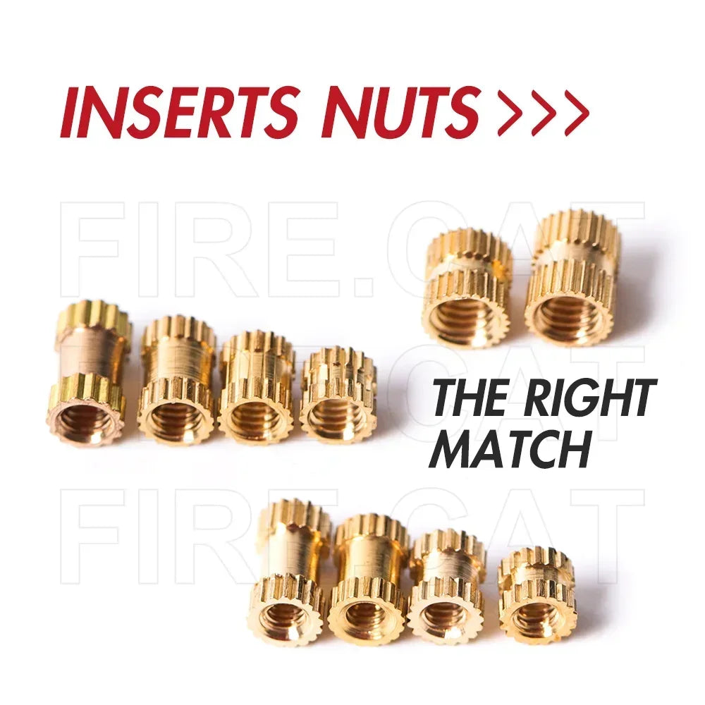 up to 1300P Brass Insert Nut Assortment Kit M2 M2.5 M3 M4 M5 M6 Female Thread Knurled Embedment Injection Nuts for 3D Printing