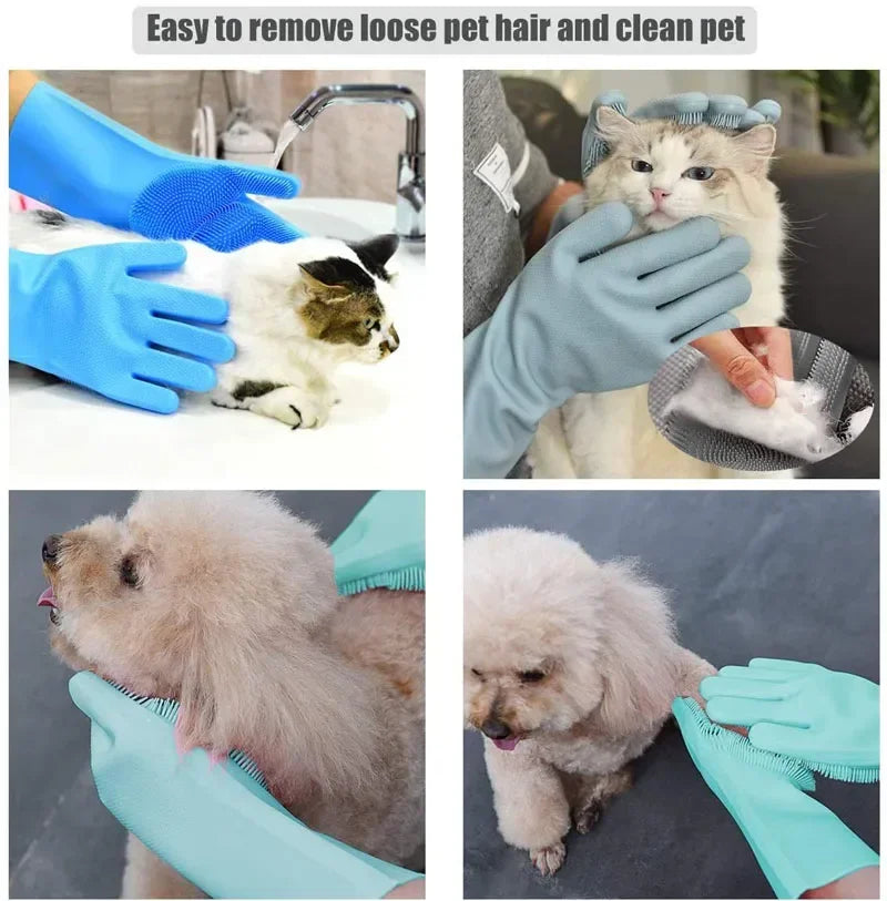 New Arrival Pet Bath Brush Cleaning Massage Shower Gloves for Dogs and Cats Pet Bathing and Grooming Supplies