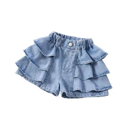 Children's Clothing Summer Baby Girl Outer Wear Denim Shorts New Thin Kids Cake Lace Skirt Pants