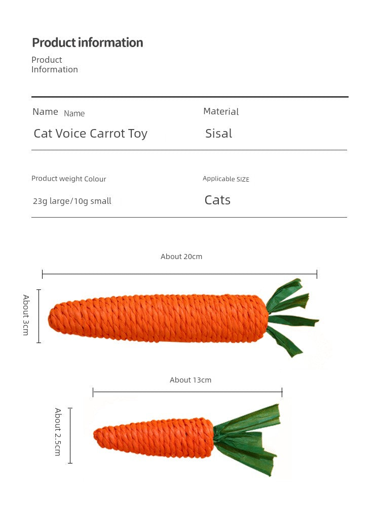 Cute Sound Carrot Grinding Claw Relieving Stuffy Cat Toy