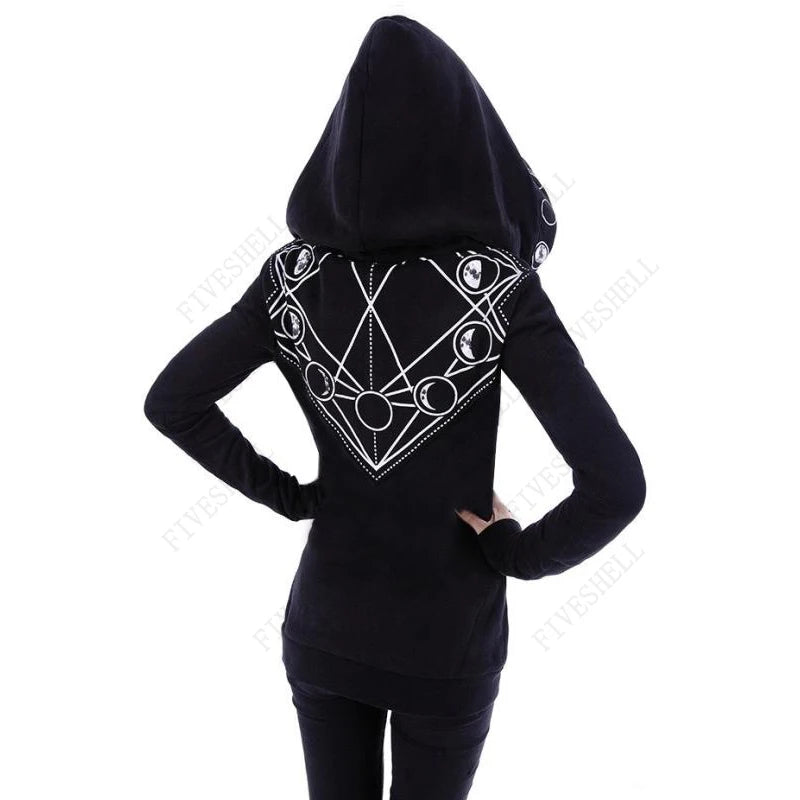 2023 Holloween Gothic Women  Hoodie Casual Long Sleeve Hooded zip-up Sweatshirts Hooded Female Jumper Women Tracksuits coat