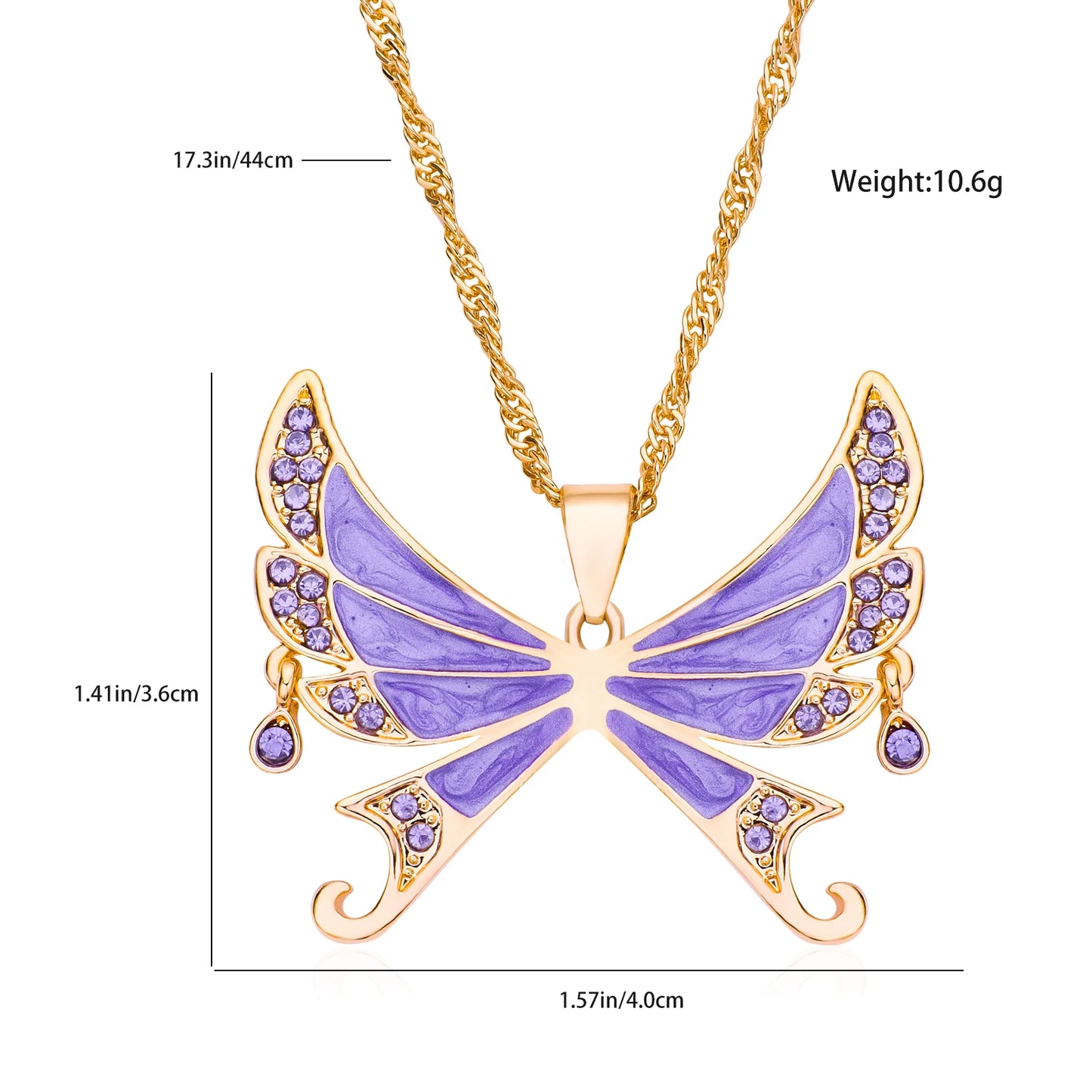 Zircon Butterfly Necklace Big Size Light Luxury Pandant Colorful Insect Dating Wedding Party Jewelry For Women Girls Gift